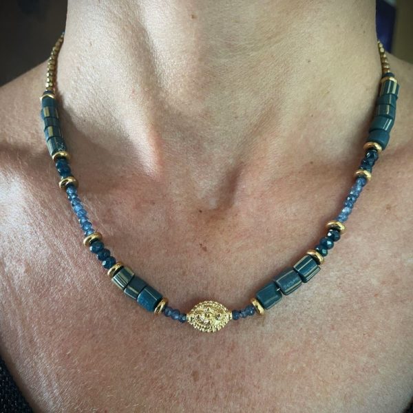 L'Apprentie collier Dakar bleu marine